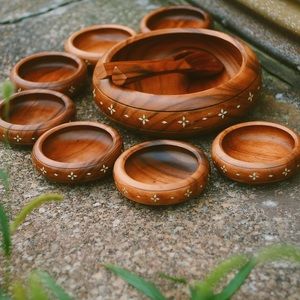 wooden salad set | boho vintage serveware